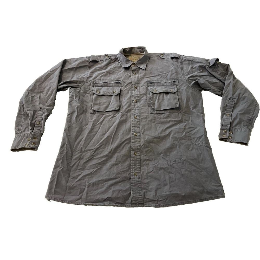 Cabela's Men's Gray Safari Series Long Sleeve Button Up Shirt Size Large Tall